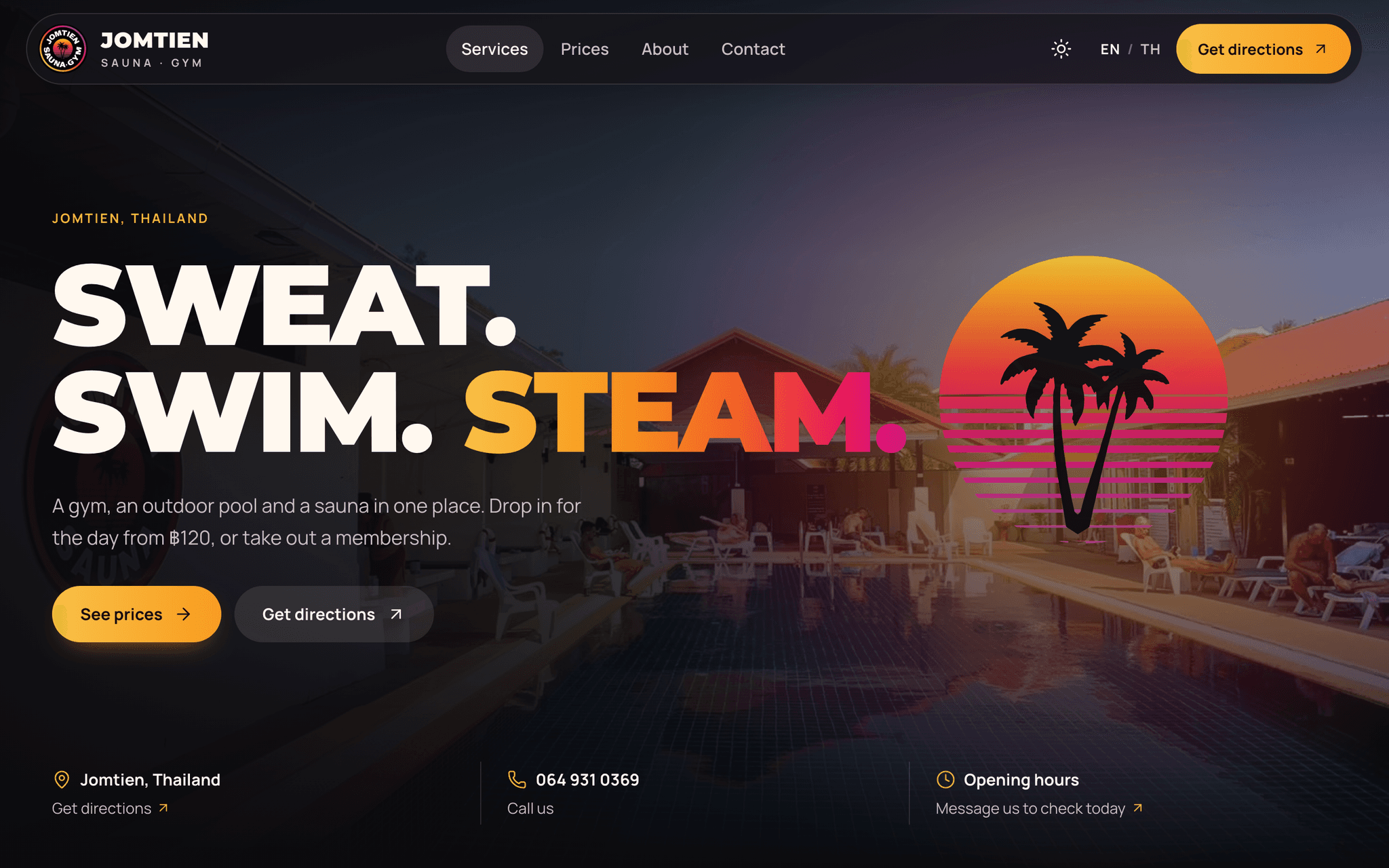 Jomtien Sauna Gym website